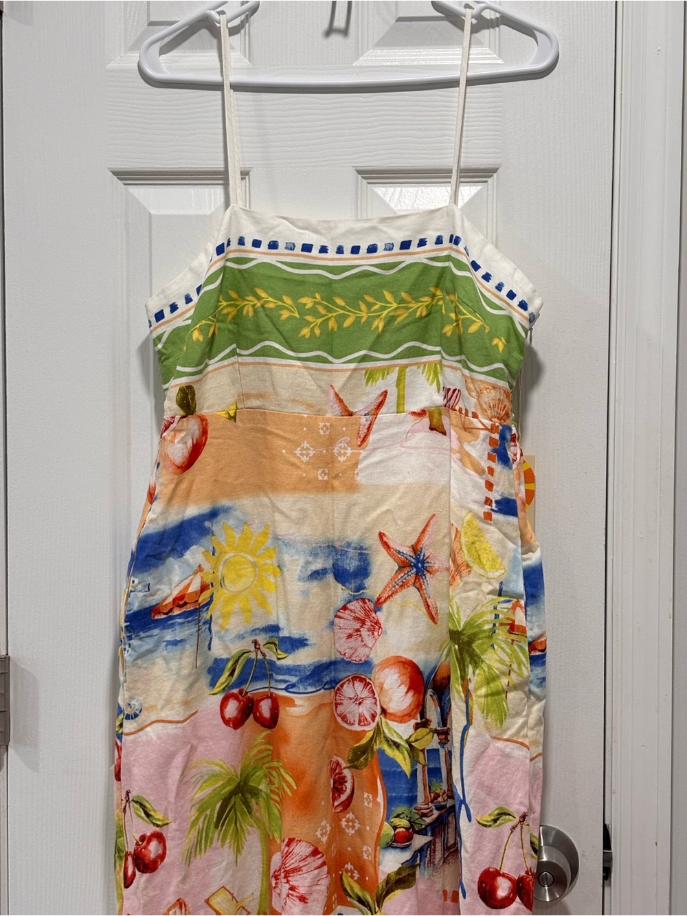 🩵🪻C&C California Multicolor Tropical Print Maxi Dress - Green, Pink, Blue - Picture 3 of 15